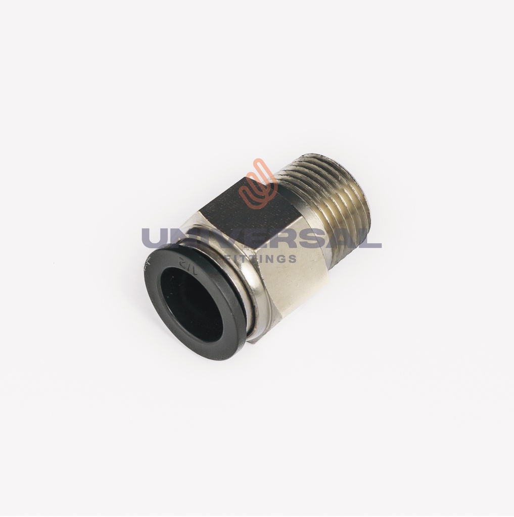 UQP68-P-04-04 Conector Rápido Plástico Recto Terminal Macho 1/4" OD x 1/4" NPT