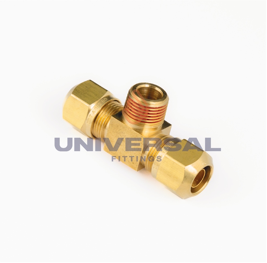 1/4 Tube O.D. x 1/8 MPT Male Branch Tee, Double-Ferrule Stainless Steel - Inc