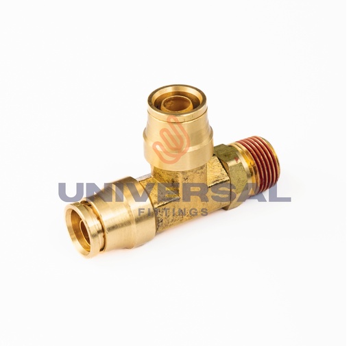 UQ71-DOTS-04-04 Tee Rápida PUSH IN DOT Macho Lateral Giratorio 1/4" OD x 1/4" NPT