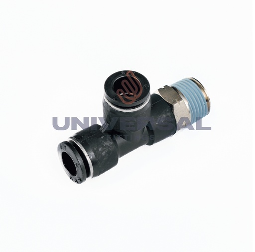 UQP71-PS-06-06 Tee Rápida Plástica Macho Lateral Giratorio 3/8" OD x 3/8" NPT