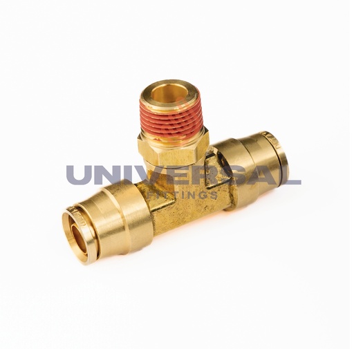 UQ72-DOT-08-06 Tee Rápida PUSH IN DOT Macho al Centro Fijo 1/2" OD x 3/8" NPT